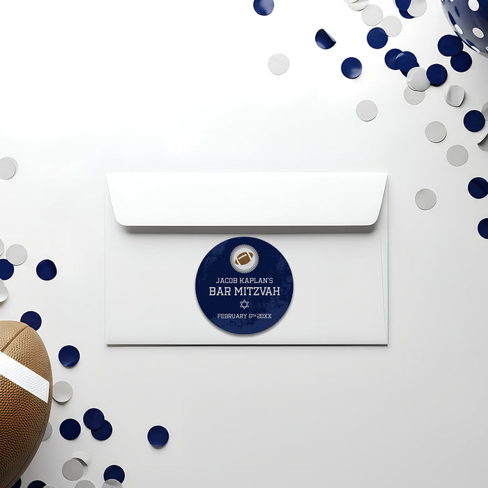 Football Bar Mitzvah Invitation Blue Sports Party Invite
