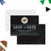 American football themed save the date card featuring a classic football illustration-front-back