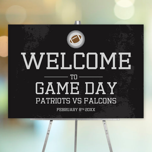 Football game day welcome sign used as a sports party entrance sign