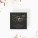 Forever Young birthday save the date card with elegant gold-style script lettering and dark gray background-front