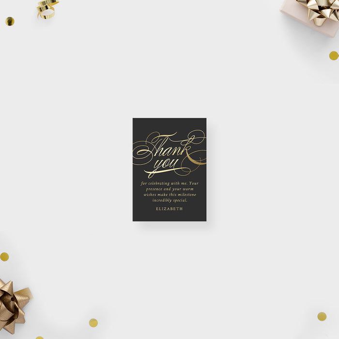 Forever Young Birthday Invitation Elegant Gold Script Design