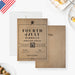Rustic Fourth of July BBQ invitation with brown paper style design and grill illustration-front-back