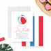 Fourth of July beach bash invitation featuring a red, white, and blue beach ball design-front-back