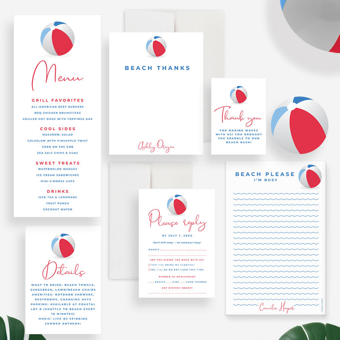 Fourth of July Beach Party Invitation Independence Day Celebration