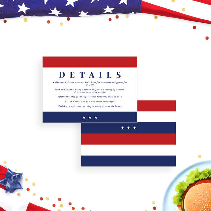 Fourth of July Invitation Patriotic Red White Blue Party Design