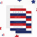 Fourth of July invitation featuring red, white, and blue stripes with a small patriotic star design for Independence Day celebrations.-front-back