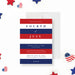 Fourth of July invitation featuring red, white, and blue stripes with a small patriotic star design for Independence Day celebrations.-front
