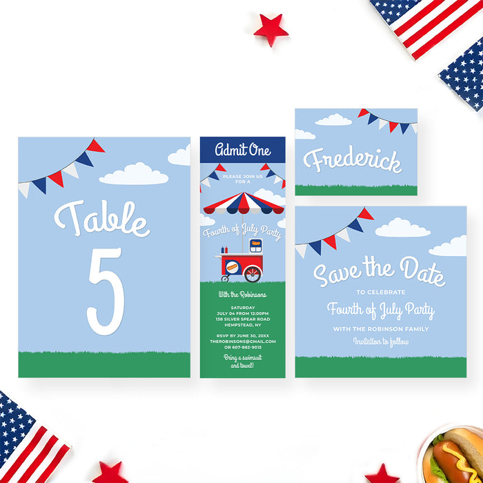 Fourth of July Party Invitation Food Cart July 4th Celebration