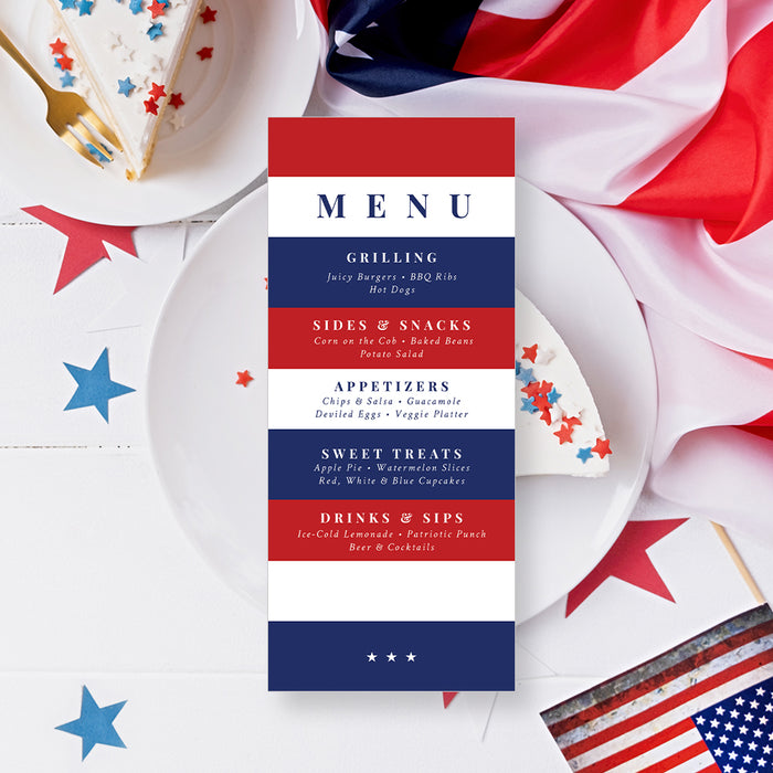 Fourth of July Invitation Patriotic Red White Blue Party Design