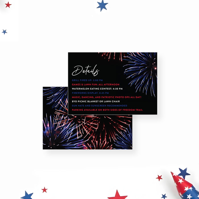 Fourth of July Party Invitation Fireworks Design