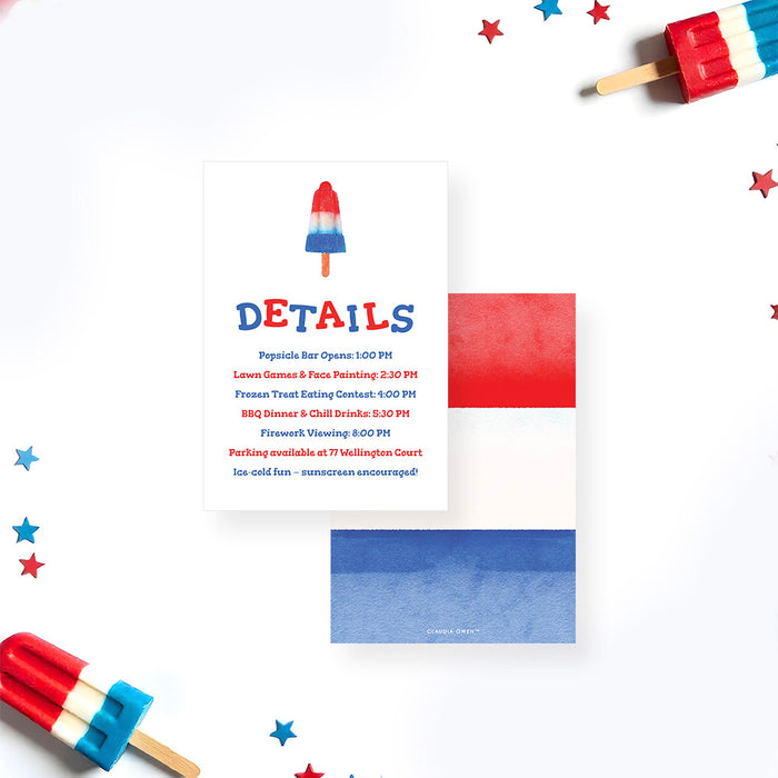 Fourth of July Popsicle Party Invitation Patriotic Summer Design