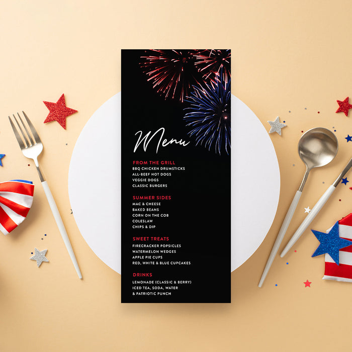 Fourth of July Party Invitation Fireworks Design