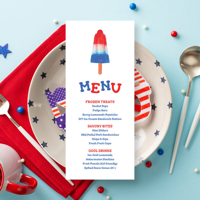 Fourth of July Popsicle Party Invitation Patriotic Summer Design