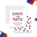 Fourth of July save the date card with red and blue patriotic design-front-back