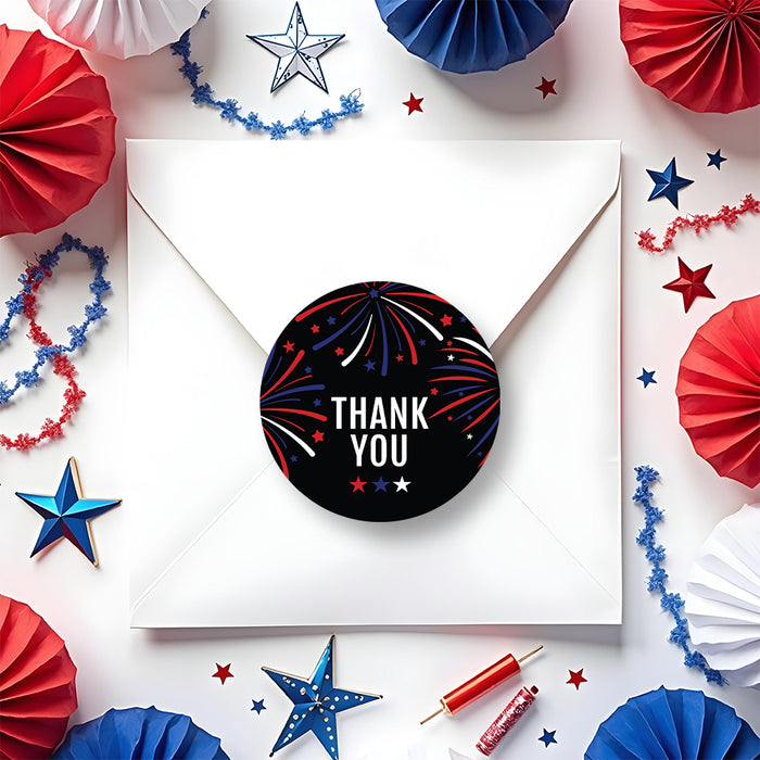 Fourth of July Party Invitation with Patriotic Fireworks Design