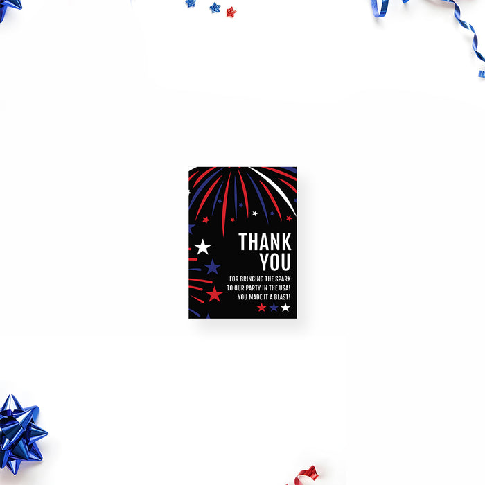 Fourth of July Party Invitation with Patriotic Fireworks Design