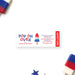 Fourth of July popsicle ticket invitation with red, white, and blue colors and “Pop On Over” wording 