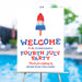 Fourth of July welcome sign featuring a red, white, and blue popsicle design, patriotic summer party entrance decor