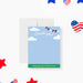 Personalized thank you card with red, white, and blue bunting and a summer sky design for July 4th celebrations-front