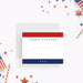 Fourth of July personalized note card in red, white, and blue patriotic thank-you card-front