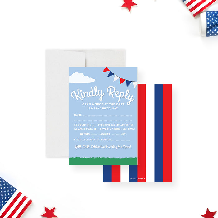 Fourth of July Party Invitation Food Cart July 4th Celebration