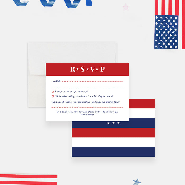 Fourth of July Invitation Patriotic Red White Blue Party Design
