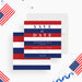 Patriotic save the date card with red, white, and blue stripes, ideal for Fourth of July celebrations and Independence Day parties.-front-back