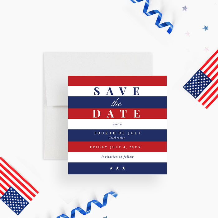 Fourth of July Invitation Patriotic Red White Blue Party Design