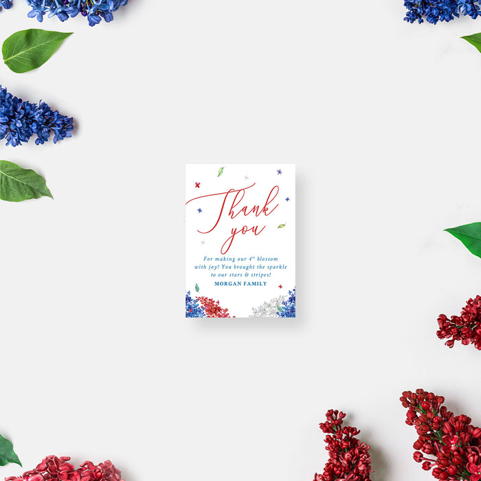 Fourth of July Party Invitation Red White Blue Floral Design