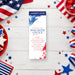 Personalized Fourth of July ticket invitation with red white and blue brushstrokes, stars, party details, and Admit One design