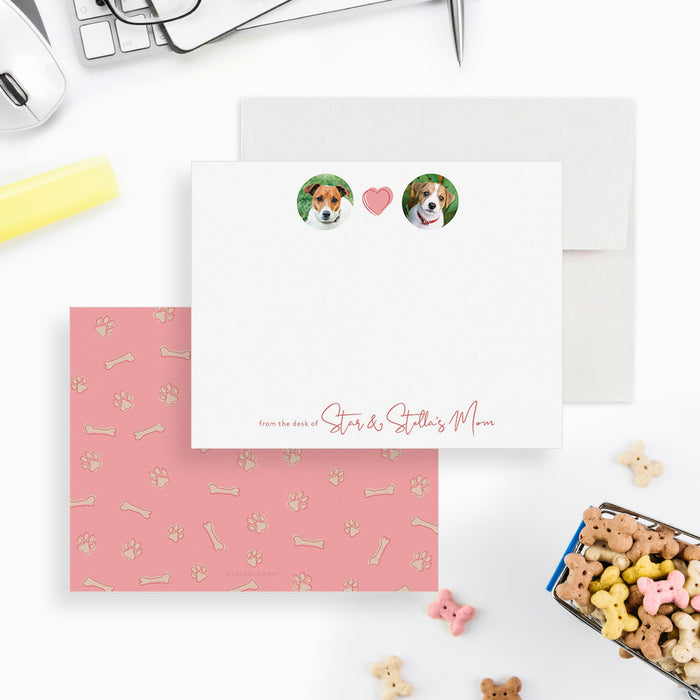 Personalized stationery card for dog moms featuring your pet’s photo and the phrase “From the Desk of Dog Mom”—a perfect gift for animal lovers who want to send heartfelt notes

