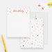 Personalized colorful confetti note card with custom name and white envelope-front-back