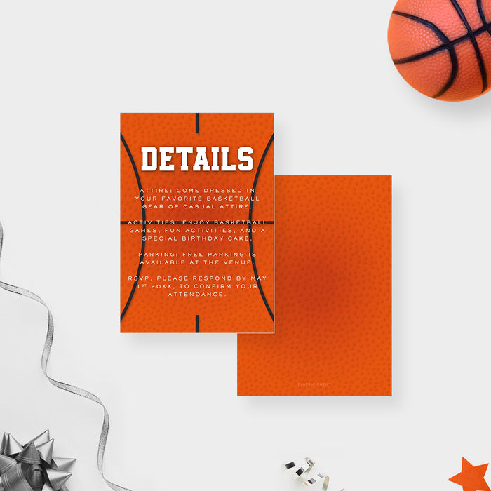 Basketball Birthday Invitation Card for Children, Hoop It Up Bday Invites for Kids, Sports-Themed Party