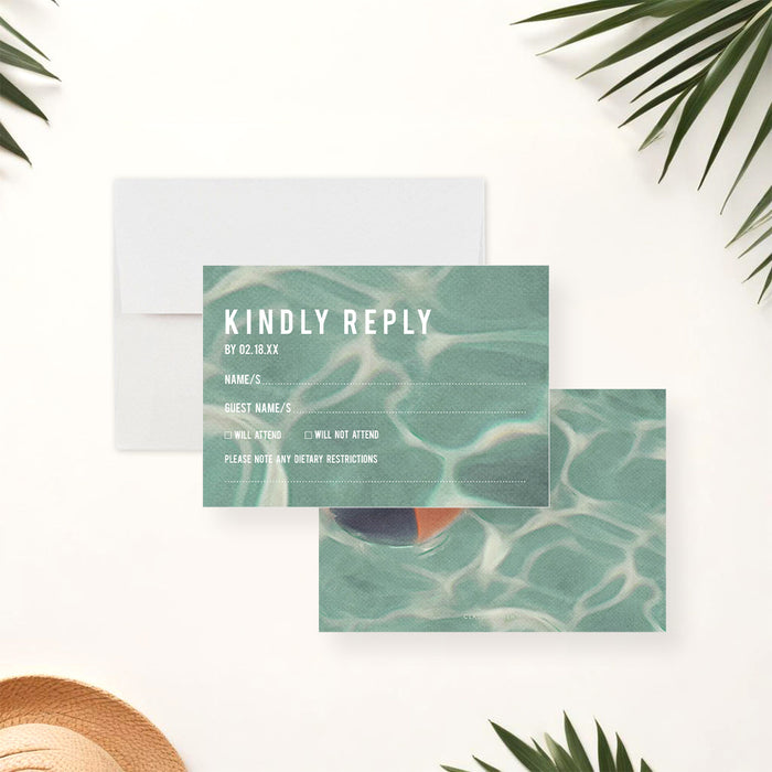 Swimming and Sunbathing Pool Birthday Party Invitation