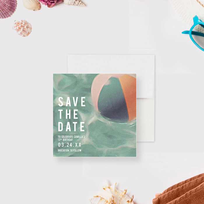 Swimming and Sunbathing Pool Birthday Party Invitation