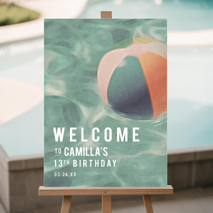 Swimming and Sunbathing Pool Birthday Party Invitation