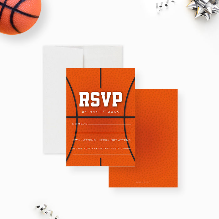 Basketball Birthday Invitation Card for Children, Hoop It Up Bday Invites for Kids, Sports-Themed Party