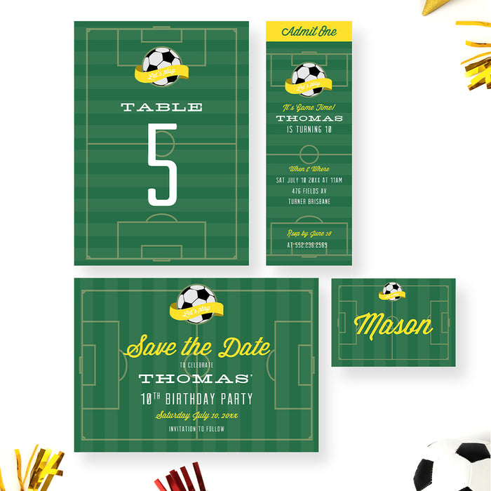 It's Game Time Soccer Birthday Invitation Card, Sports Birthday Party Invites, Kids Birthday Bash Invitation, Soccer Themed Invitation for 8th 9th 10th 11th 12th Birthday Party