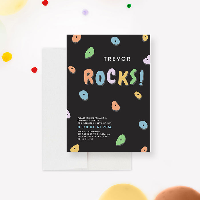 Fun and Playful Rock Climbing Birthday Party Invitation, Kids Adventure Party Invite for Rock Climber