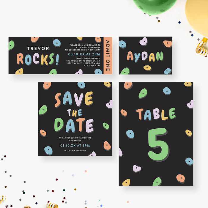 Fun and Playful Rock Climbing Birthday Party Invitation, Kids Adventure Party Invite for Rock Climber