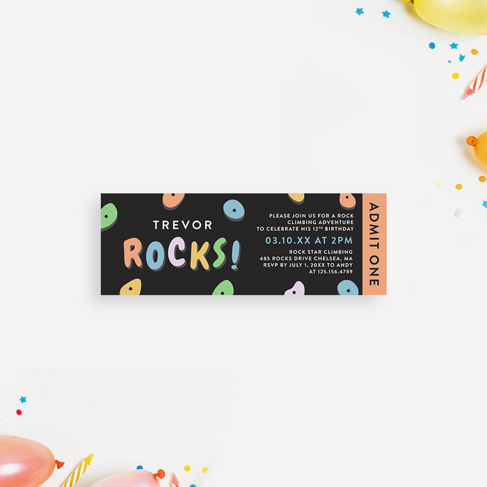 Fun and Playful Rock Climbing Birthday Party Invitation, Kids Adventure Party Invite for Rock Climber