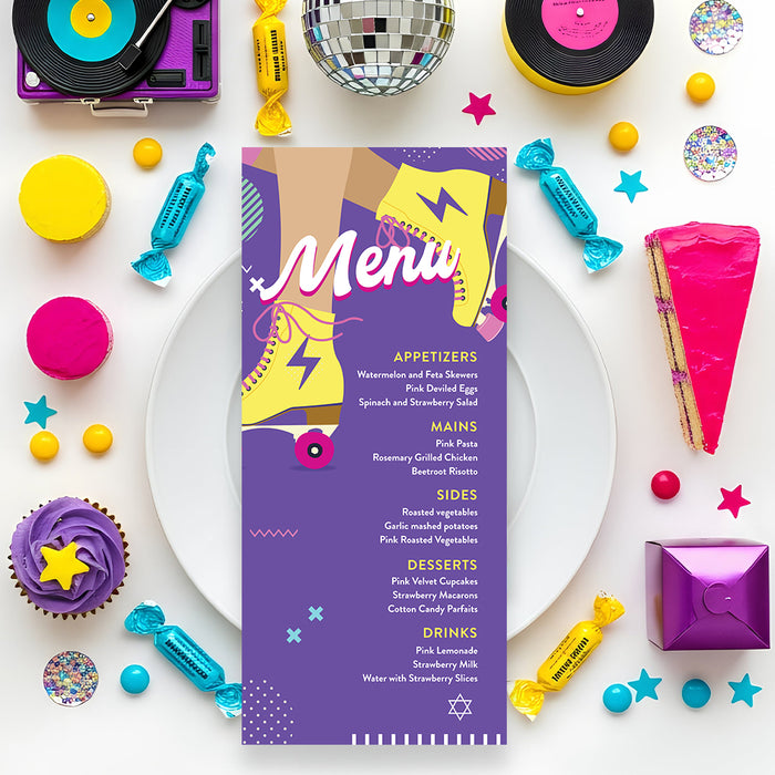 Roller Skating Bat Mitzvah Invitation Fun Modern Design
