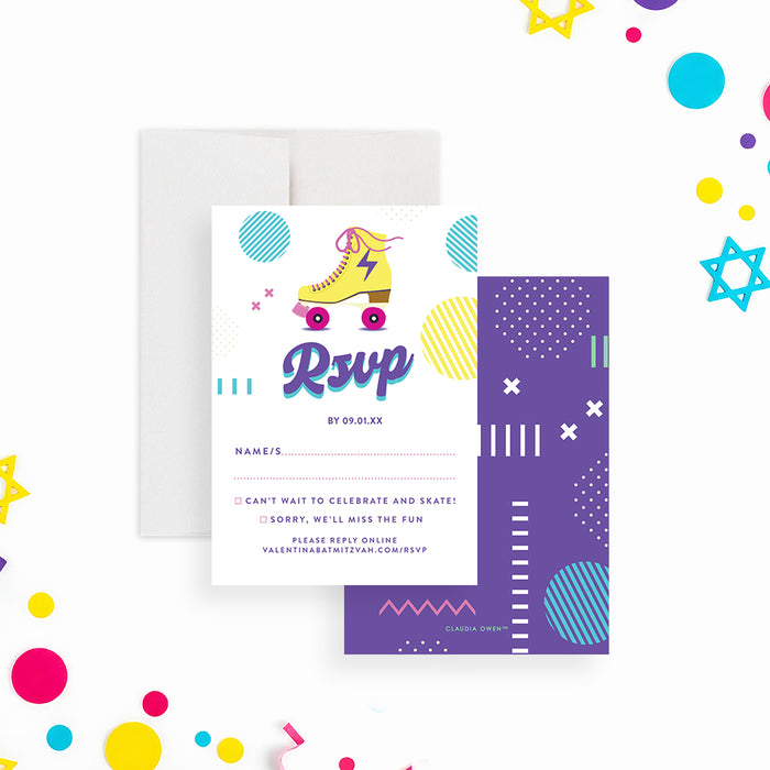 Roller Skating Bat Mitzvah Invitation Fun Modern Design