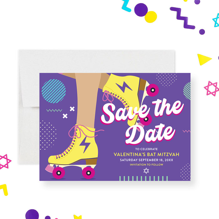Roller Skating Bat Mitzvah Invitation Fun Modern Design