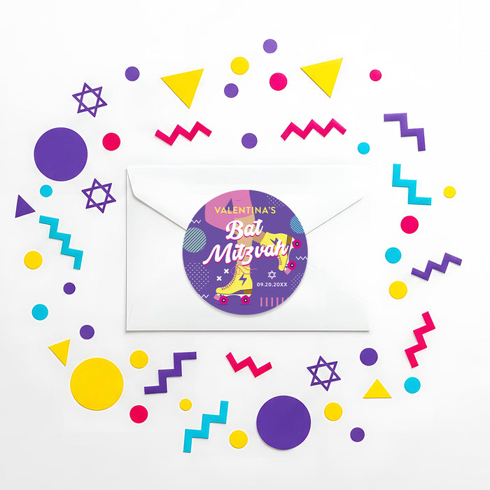 Roller Skating Bat Mitzvah Invitation Fun Modern Design