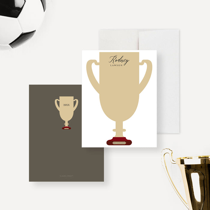 Trophy Invitation Card for Sport Themed Celebration, Football Tournament Invites, Sports Party Invitations with Trophy Cup