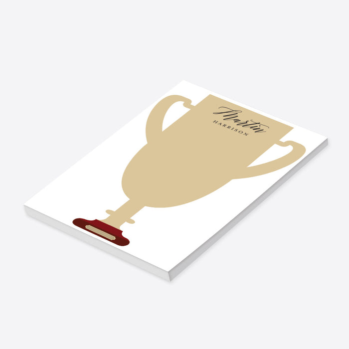 Trophy Notepad for Kids, Sports Party Favor, Personalized Champion's Cup, Victory Trophy Writting Paper Pad