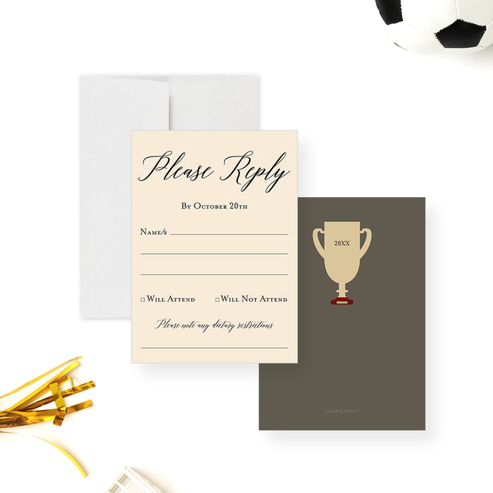 Trophy Invitation Card for Sport Themed Celebration, Football Tournament Invites, Sports Party Invitations with Trophy Cup