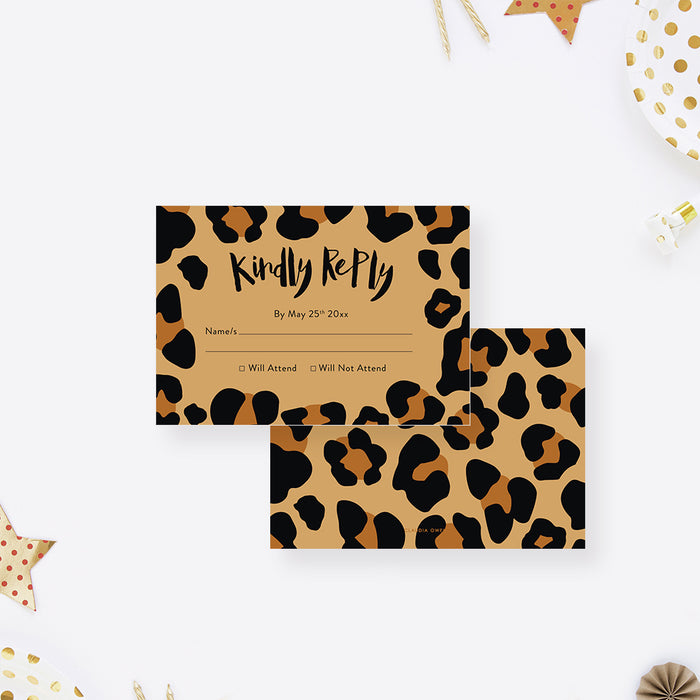 Wild One First Birthday Party Invitation with Animal Leopard Print, Invitation Card for Children, Safari Birthday Invites