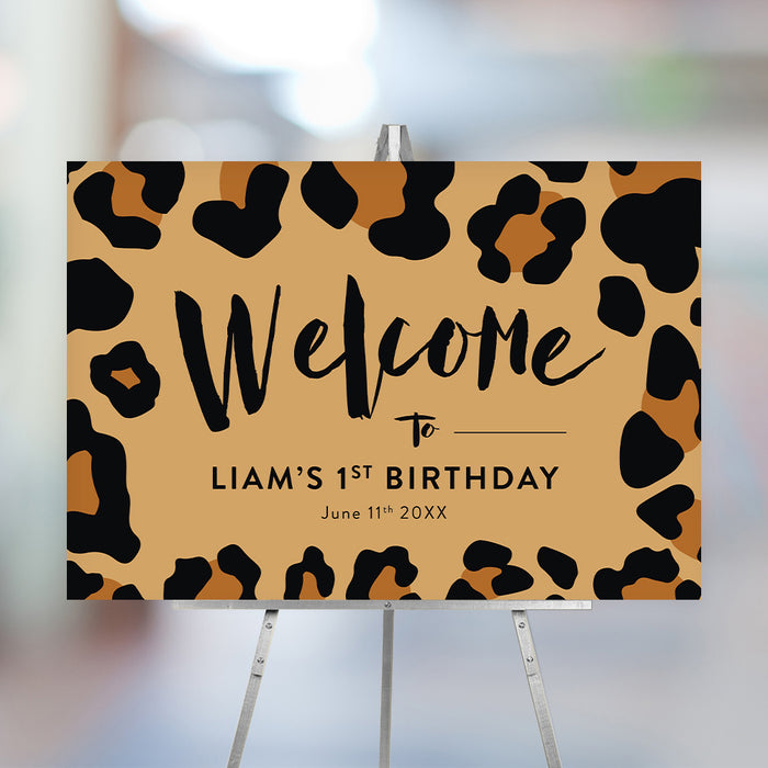 Wild One First Birthday Party Invitation with Animal Leopard Print, Invitation Card for Children, Safari Birthday Invites